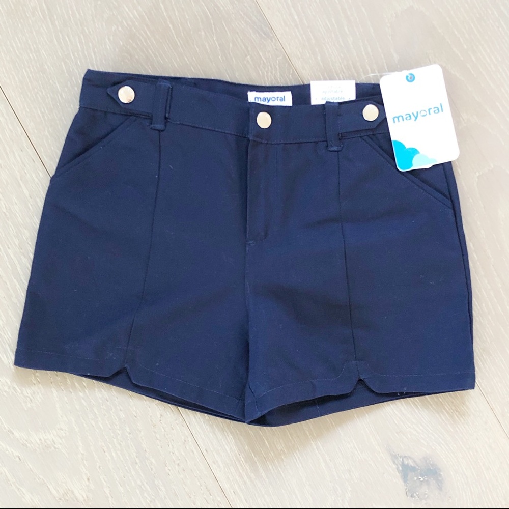 NWT MAYORAL Size 9 Satin Shorts Navy Blue